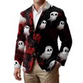 thumbnail image 1 of Delconic Mens Corduroy Blazer Halloween Print Sport Coat Casual Business Jacket Two Button Notch Lapel Tailored Fit Party Outerwear Red S, 1 of 7
