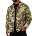 thumbnail image 1 of Delconic Mens Corduroy Jacket Loose Casual Turn Down Collar Long Sleeve Button Front Overshirt Camouflage Print Fall Winter Top Brown M, 1 of 8
