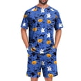 thumbnail image 1 of Leidass Mens Halloween Pajama Set Short Sleeve Sleepwear Lounge Set Crew Neck Tee and Shorts Casual Homewear Two Piece Outfit Sky Blue 3XL, 1 of 7