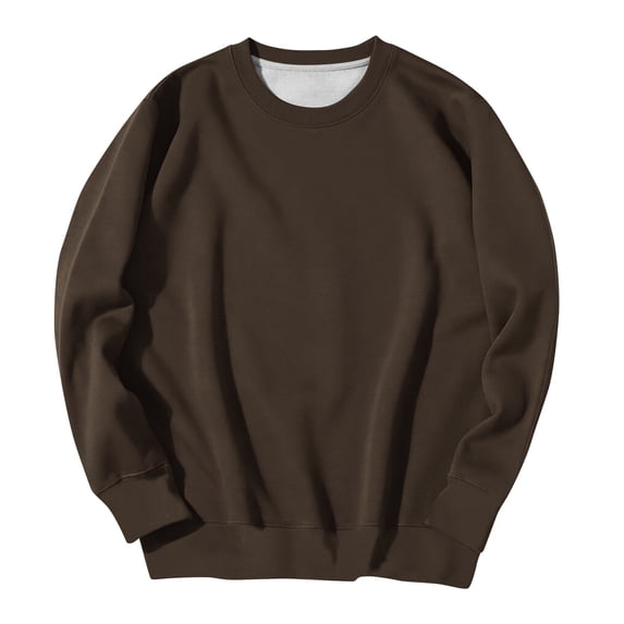 Leidass Mens Oversized Crewneck Fleece Sweatshirt Long Sleeve Pullover Fall Winter Casual Work Top Brown S