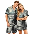 thumbnail image 1 of Leidass Mens Pajama Set Short Sleeve Button Down Sleepwear Set with Shorts Relaxed Lounge Set S to XXXXL Black(man) L, 1 of 5