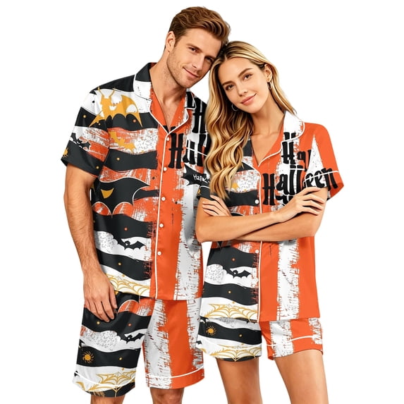 Leidass Mens Pajama Set Short Sleeve Button Down Sleepwear Set with Shorts Relaxed Lounge Set S to XXXXL White(man) S