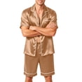thumbnail image 1 of Leidass Mens Pajama Set Short Sleeve Button Down Sleepwear Set with Shorts Satin Lounge Set Notch Collar Pocket Complexion XL, 1 of 6