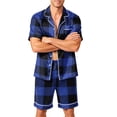 thumbnail image 1 of Leidass Short Sleeve Button Down Sleepwear Set for Men Pajama Set Lounge Set with Shorts Contrast Trim Relaxed Fit Black L, 1 of 3