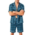 thumbnail image 1 of Leidass Short Sleeve Button Down Sleepwear Set for Men Pajama Set Lounge Set with Shorts Contrast Trim Relaxed Fit Gray 4XL, 1 of 4