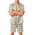 thumbnail image 1 of Leidass Short Sleeve Button Down Sleepwear Set for Men Pajama Set Lounge Set with Shorts Contrast Trim Relaxed Fit Orange 4XL, 1 of 4