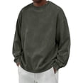 thumbnail image 1 of Leidass Sweatshirts for Men Vintage Boxy Fit Crewneck Ribbed Cuffs Long Sleeve Plain Casual Pullover Army Green L, 1 of 9