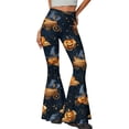 thumbnail image 1 of Leidass Women's Halloween Flare Leggings Pumpkin Print High Waist Buttery Soft Pantss Dark Gray L, 1 of 6