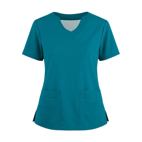 Leidass Women’s Short Sleeve V-Neck Scrub Top, Soft Stretch Medical Uniform Shirt with Pockets, Lightweight Nursing Workwear Turquoise L
