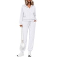 thumbnail image 1 of Leidass Womens 2 Piece Tracksuit Set Zip Up Hoodie and Jogger Pants Casual Lounge Set Long Sleeve Hooded Sweatshirt White XL, 1 of 6