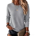 thumbnail image 1 of Leidass Womens Basic Crew Neck Sweater Long Sleeve Regular Fit Solid Knit Pullover For Fall Winter Gray L, 1 of 3