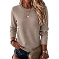 thumbnail image 1 of Leidass Womens Basic Crew Neck Sweater Long Sleeve Regular Fit Solid Knit Pullover For Fall Winter Khaki XL, 1 of 3