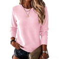 thumbnail image 1 of Leidass Womens Basic Crew Neck Sweater Long Sleeve Regular Fit Solid Knit Pullover For Fall Winter Pink M, 1 of 3