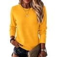 thumbnail image 1 of Leidass Womens Basic Crew Neck Sweater Long Sleeve Regular Fit Solid Knit Pullover For Fall Winter Yellow M, 1 of 3
