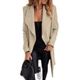 thumbnail image 1 of Leidass Womens Mid Length Wrap Coat Shawl Lapel Open Front Self Tie Waist Belt Long Sleeve Solid Casual Outerwear Beige L, 1 of 4