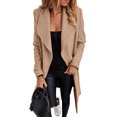thumbnail image 1 of Leidass Womens Mid Length Wrap Coat Shawl Lapel Open Front Self Tie Waist Belt Long Sleeve Solid Casual Outerwear Khaki 3XL, 1 of 4