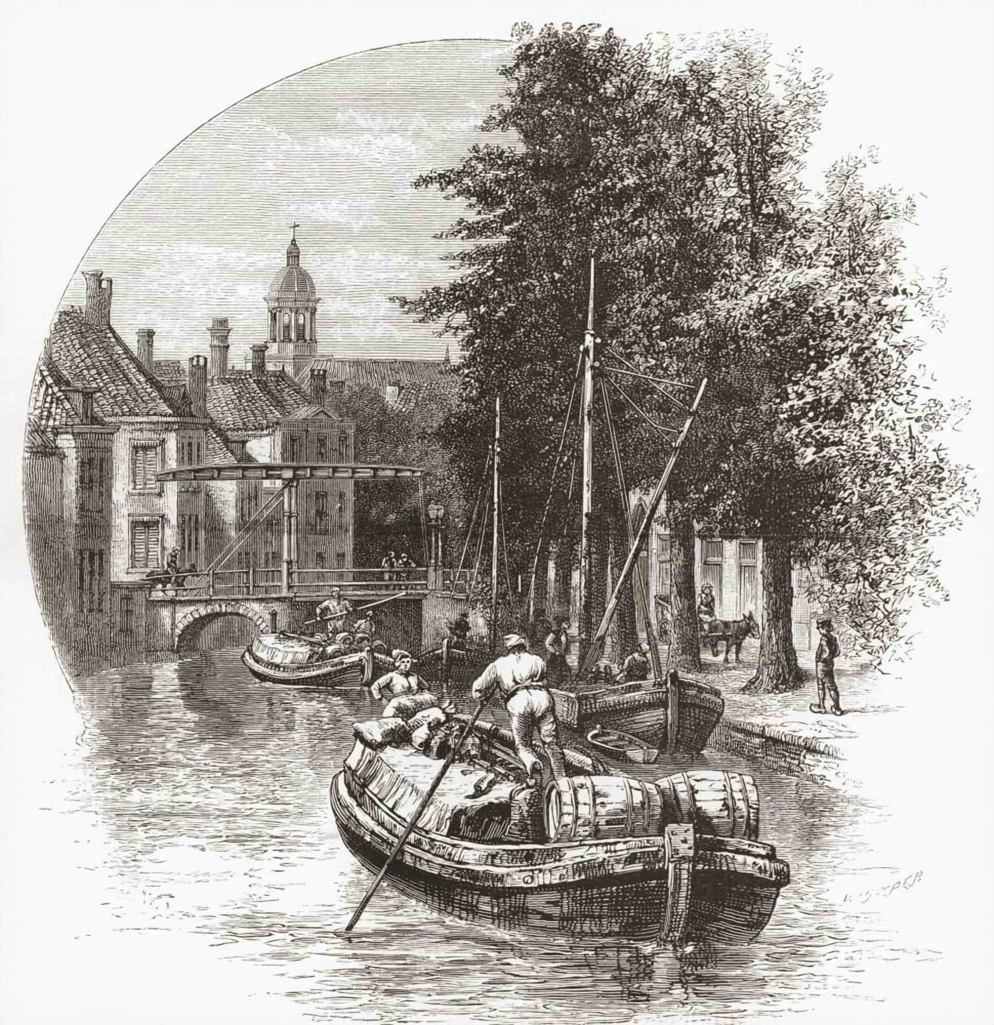 Leiden South Holland The Netherlands In The 19Th Century From Pictures From Holland By Richard Lovett Published 1887 Canvas Art - Ken Welsh Design Pics (24 x 24)