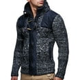 thumbnail image 1 of Leif Nelson LN20525 Men's Knit Zip-up Jacket With Geometric Patterns and Leather Accents, 1 of 13