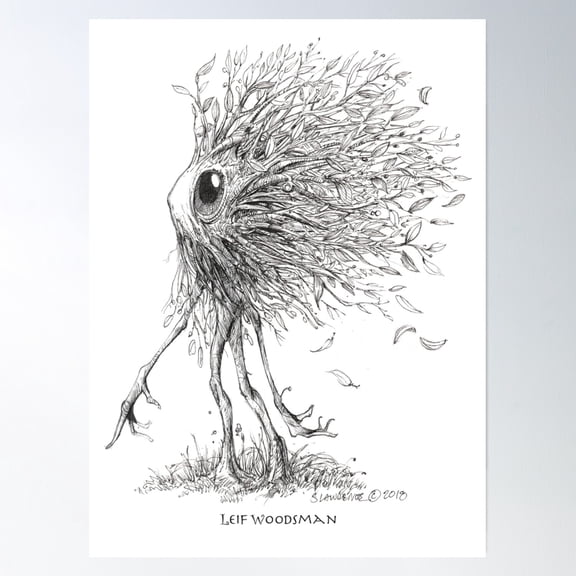 Leif Woodsman, Forest Dweller Poster Wall Art, Modern Wall Decor, 8x12 UNFRAMED