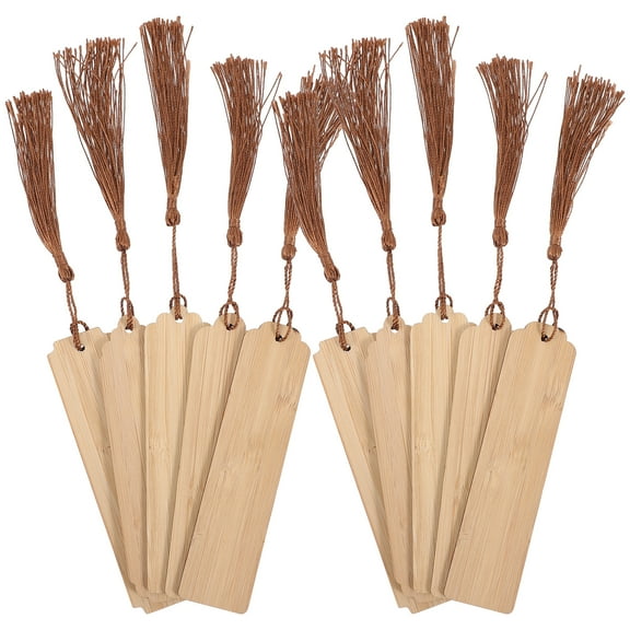 Leifggao 10 Sets Bamboo Blank Book Marks Diy Unfinished Bookmarks With Tassel Beads And Hemp Rope