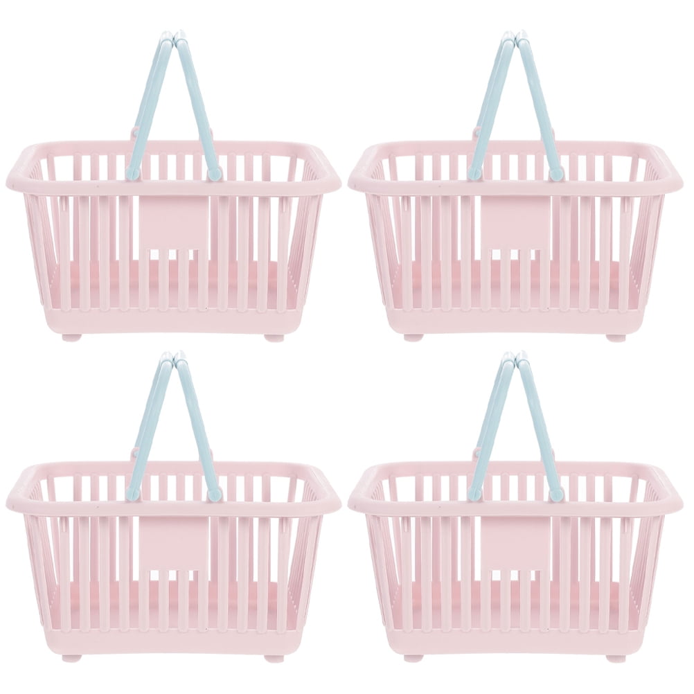 Leifggao 4-Pack Small Plastic Storage Baskets with Handles, Portable ...