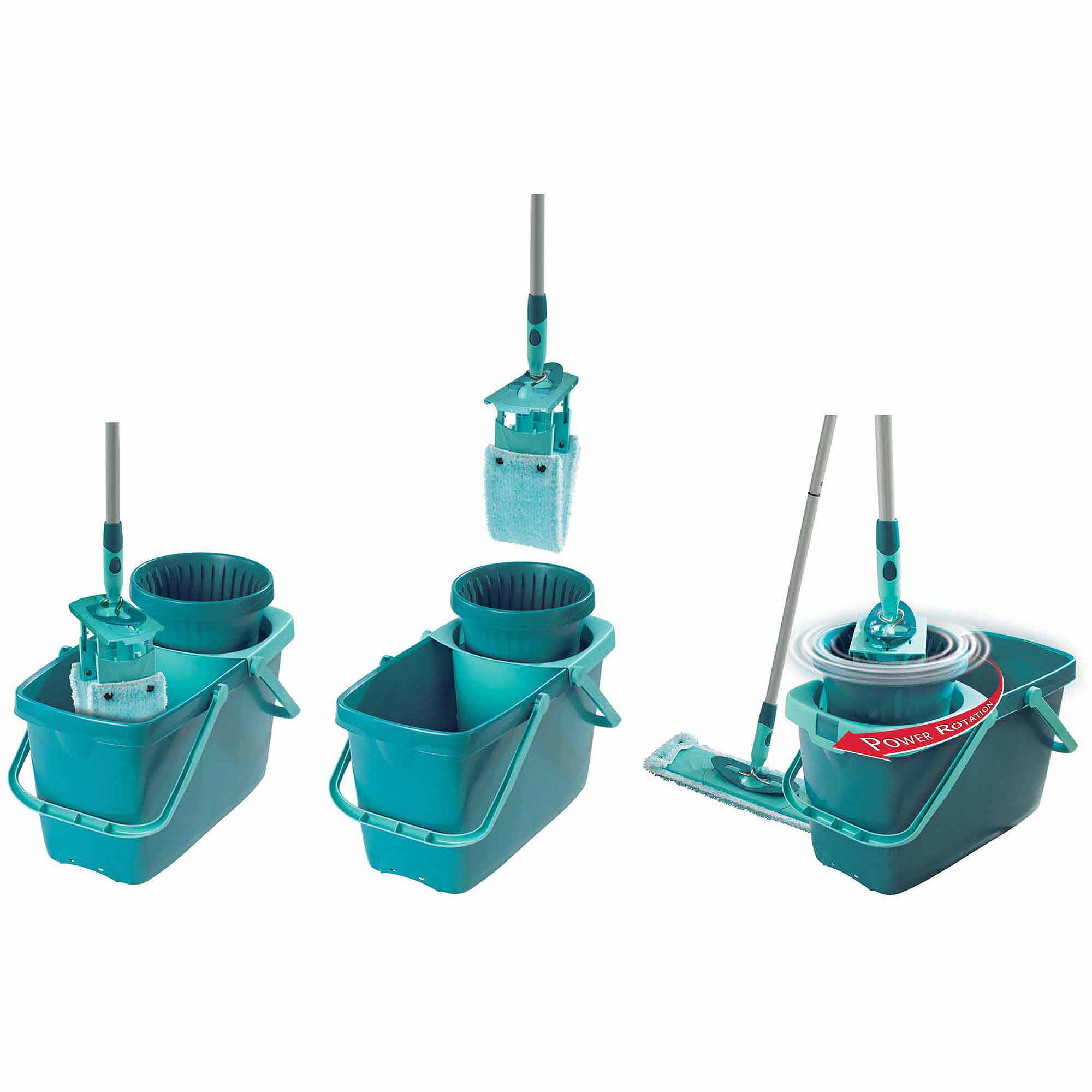 Spin Rectangle Mop/Sweeper XL Set Bucket, and Clean with Twist Leifheit Mop Turquoise