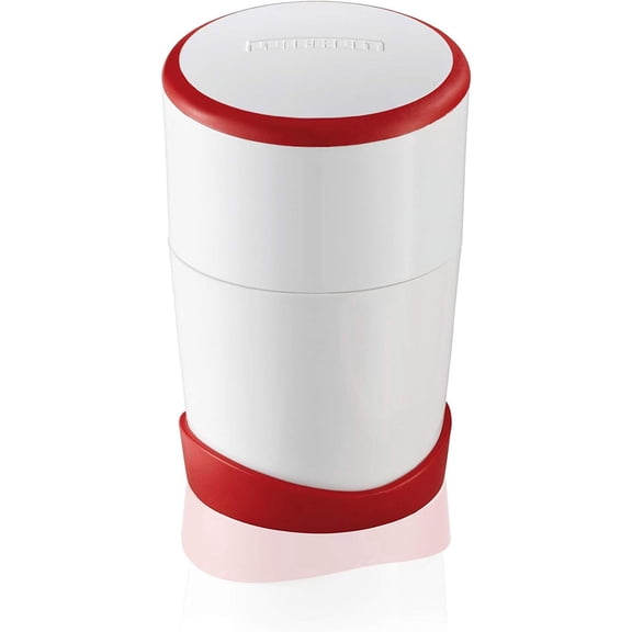 Leifheit Gourmet Garlic Slicer, Stainless Steel Blades, ABS Plastic Body, Twist-to-Slice Design, Safe for Garlic, Ginger, Cheese, Chocolate, Dishwasher Safe, German Quality, White/Red