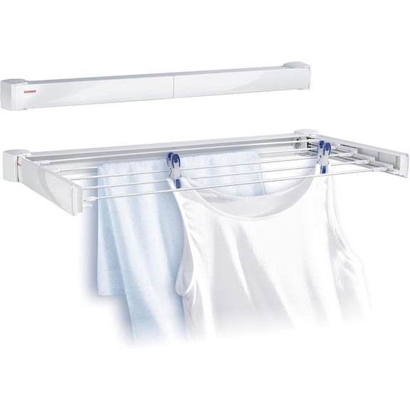 Leifheit Telegant 30 Protect Wall Dryer, Folding Laundry Drying Rack w/ 3m Hanging Space