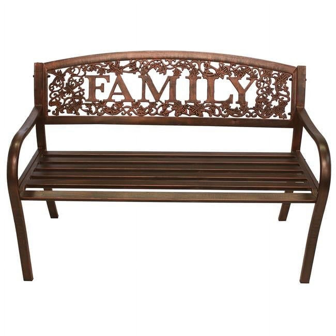 Bronze Metal Outdoor Bench with Family Design Backrest