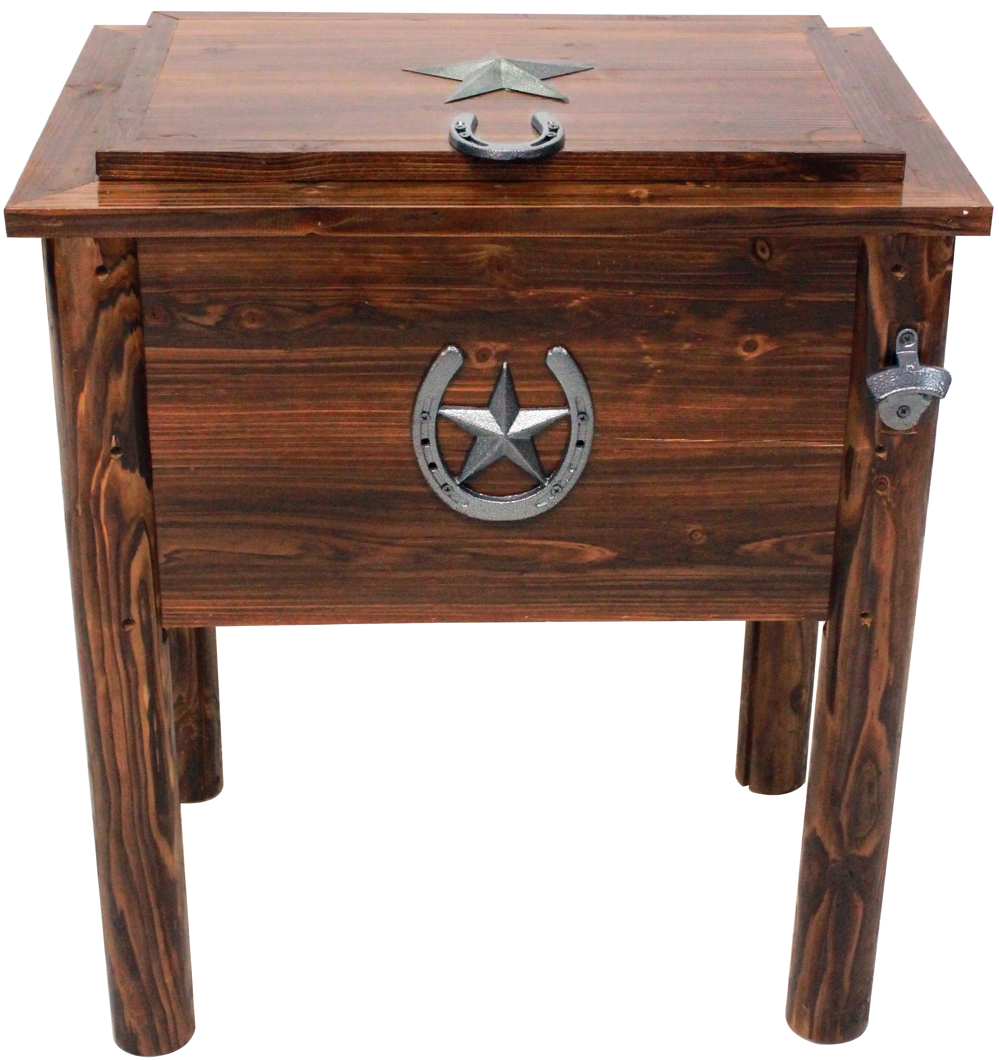 Leigh Country 54 Qt Char-log Wood Outdoor Patio Cooler, Brown