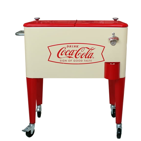Leigh Country CP 98116 60 Qt. Coca-Cola Cream & Red Fishtail Logo Metal Patio Cooler