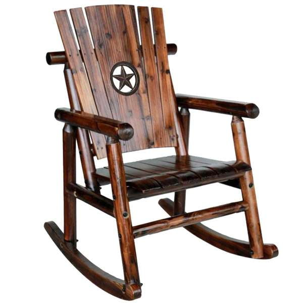 Leigh Country Char-Log Adult Outdoor Rocking Chair with Star, Brown