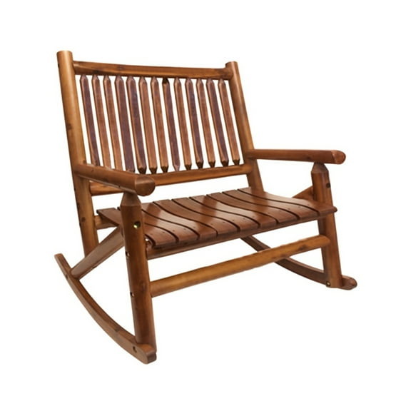 Leigh Country Double Porch Rocking Chair with Curved Seat Slats, Honey