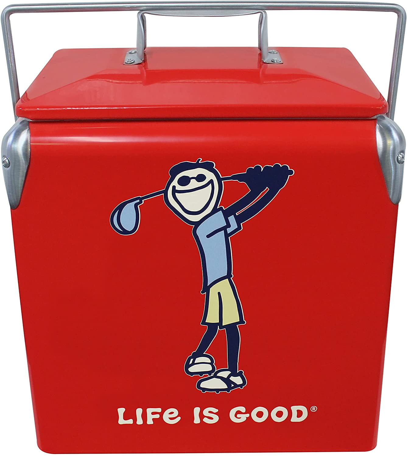 Leigh Country LG 97069 "Life is Good" 14 Qt Metal 11" X 9" X 14" Outdoor Cooler - Red Golf Jake