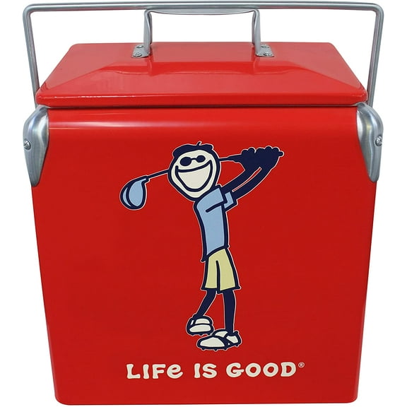 Leigh Country LG 97069 "Life is Good" 14 Qt Metal 11" X 9" X 14" Outdoor Cooler - Red Golf Jake
