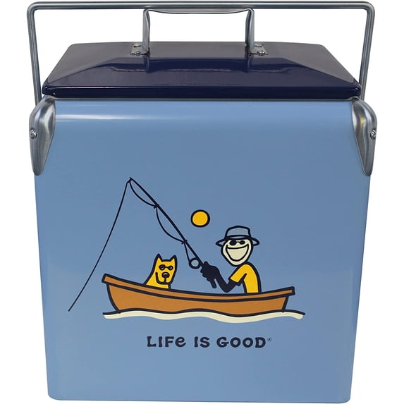Leigh Country "Life Is Good" Metal 14 Qt Outdoor Cooler - Blue Jake Fishing
