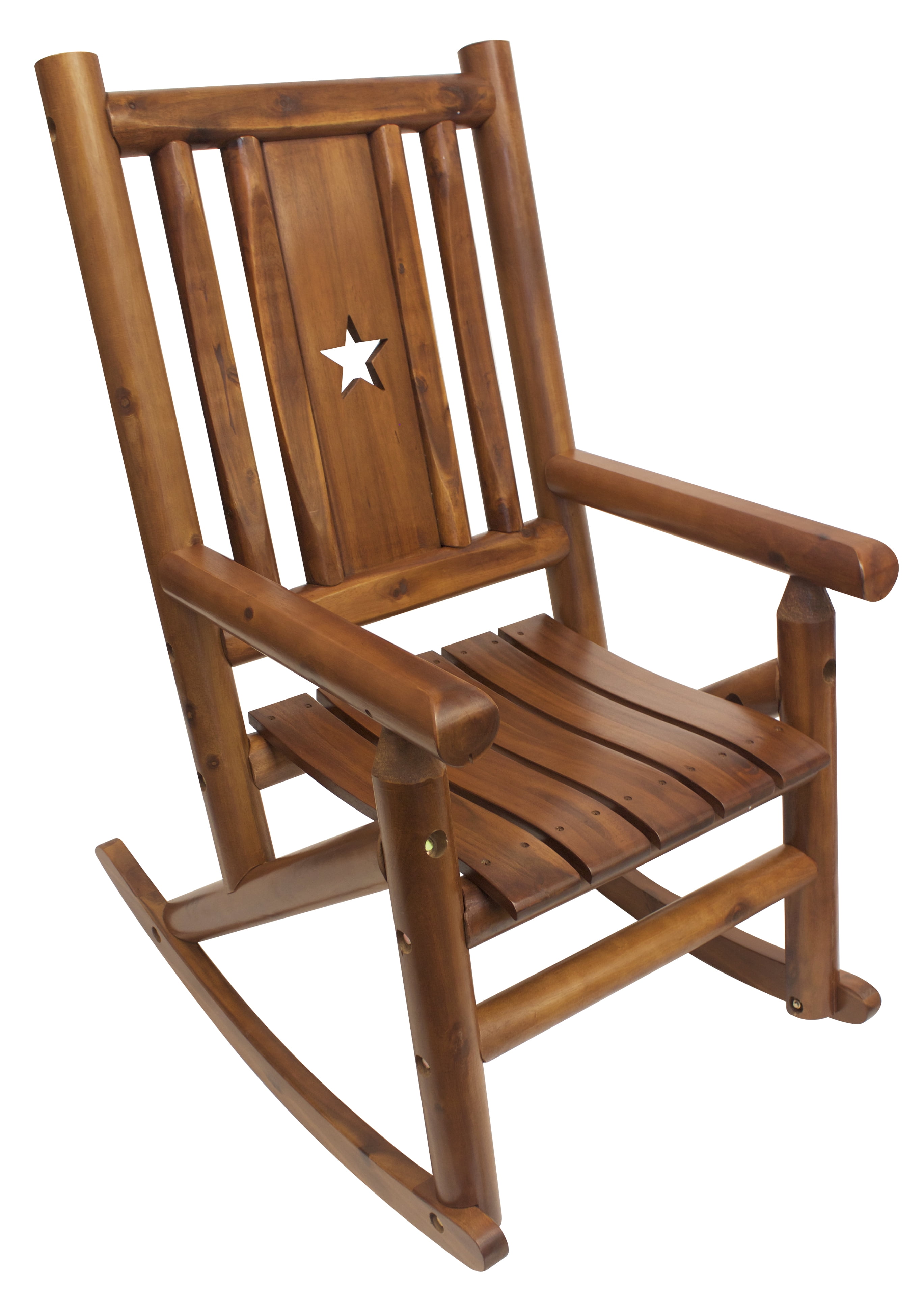 Leigh Country TX 36002 Amber Log Adult Outdoor Rocker with Star Cutout Brown