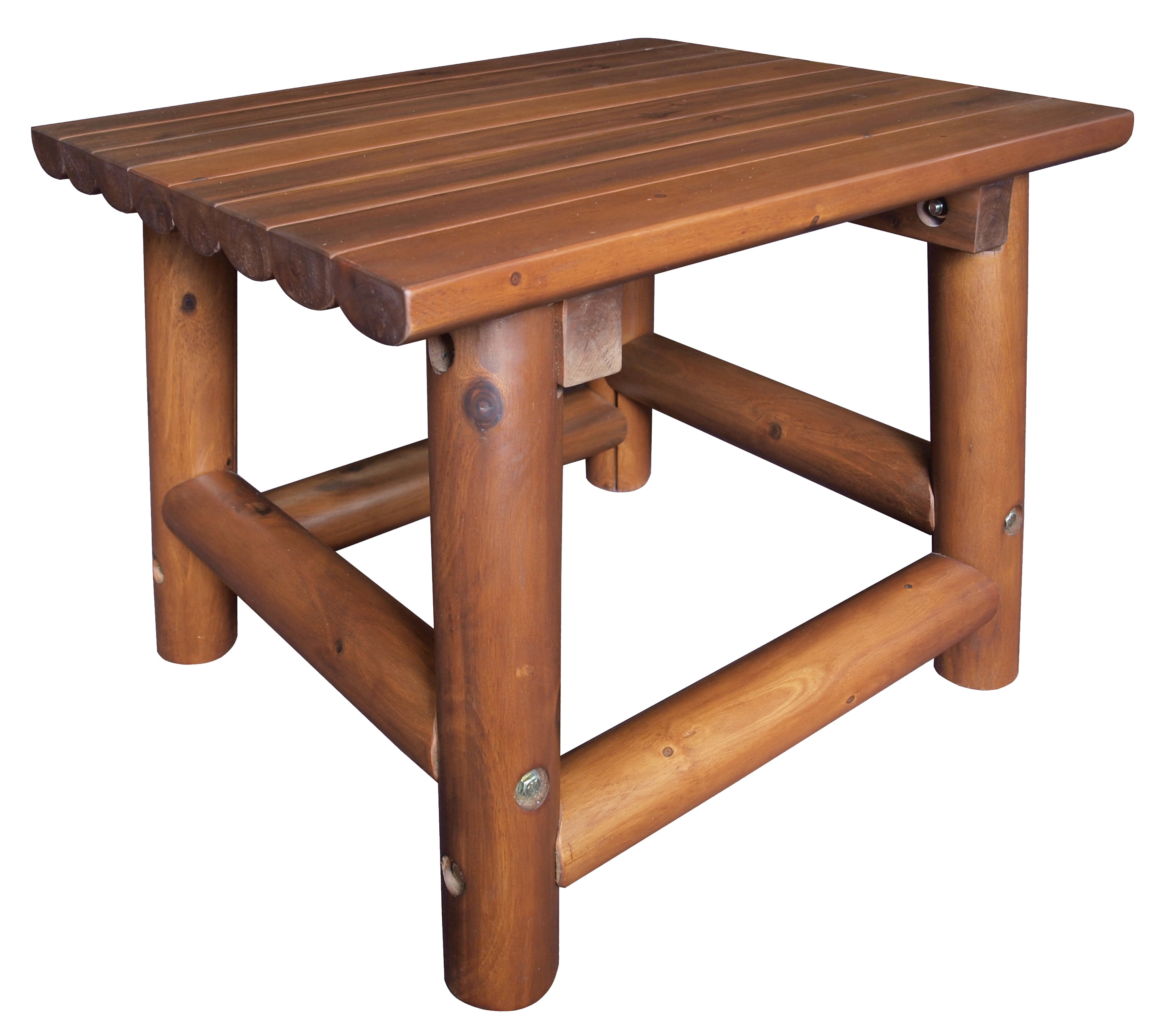 Amber Log Handcrafted Acacia Wood Rectangular End Table