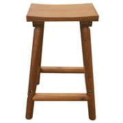 Leigh Country TX 36015 Amber-Log Wooden Outdoor Bar Stool with No Back Brown