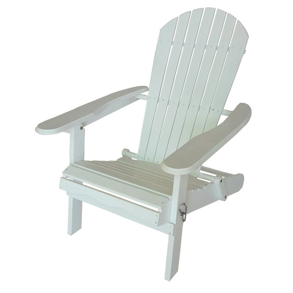 Leigh Country TX 39010 Folding Acacia Wood Adirondack Patio Chair, White