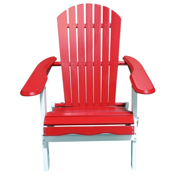 Leigh Country TX 39032 Adult Folding Patio Adirondack Chair - Red and White