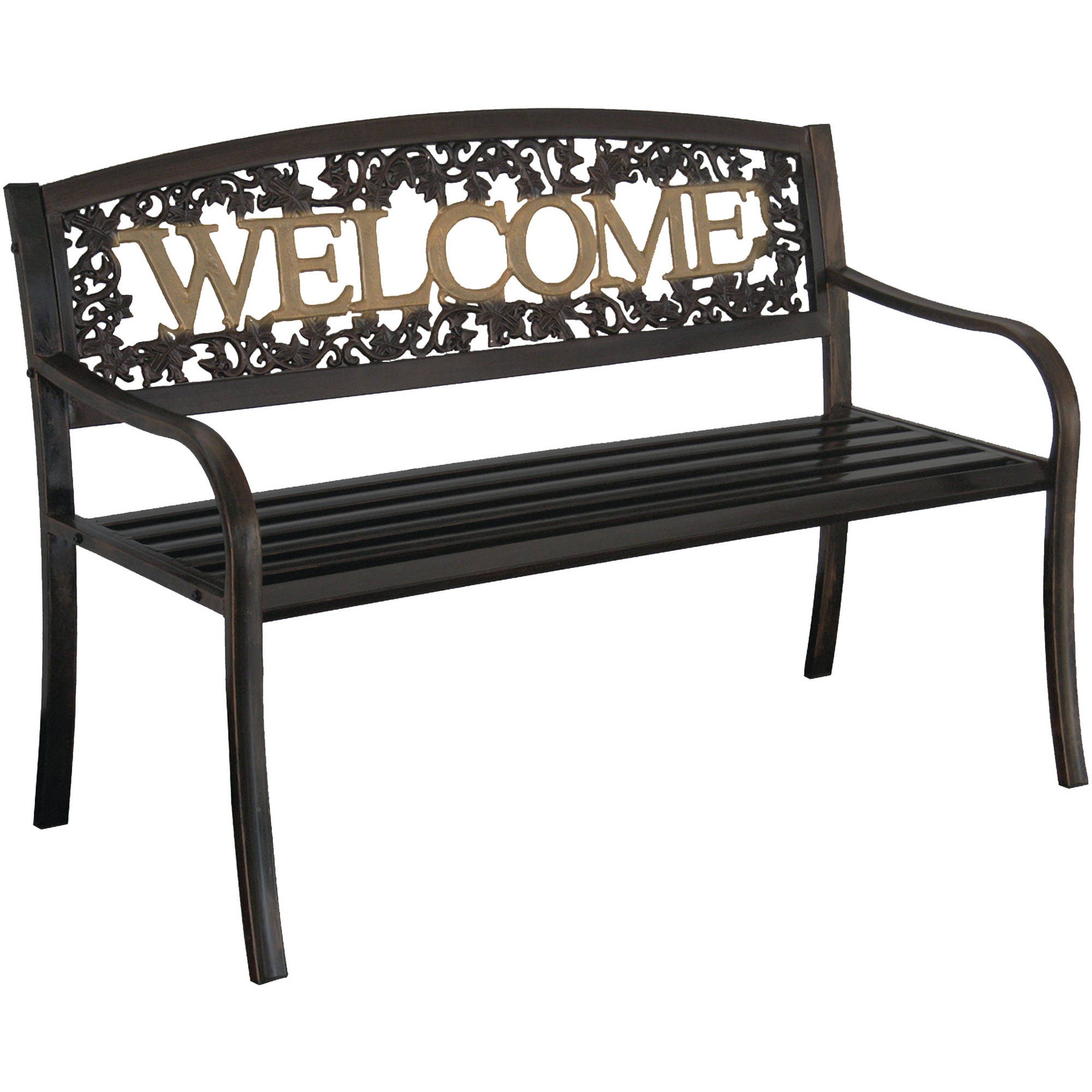 Leigh Country TX 94108 Adult Outdoor Metal Welcome Patio Bench - Black and Gold - image 1 of 5