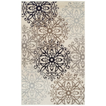 Leigh Modern Polypropylene Floral Medallion Indoor High Traffic Area Rug - 8' x 10', Beige