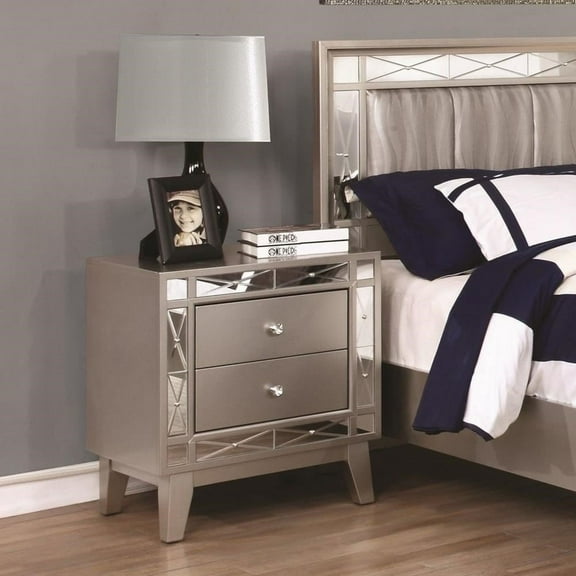 Leighton 2-drawer Nightstand Metallic Mercury