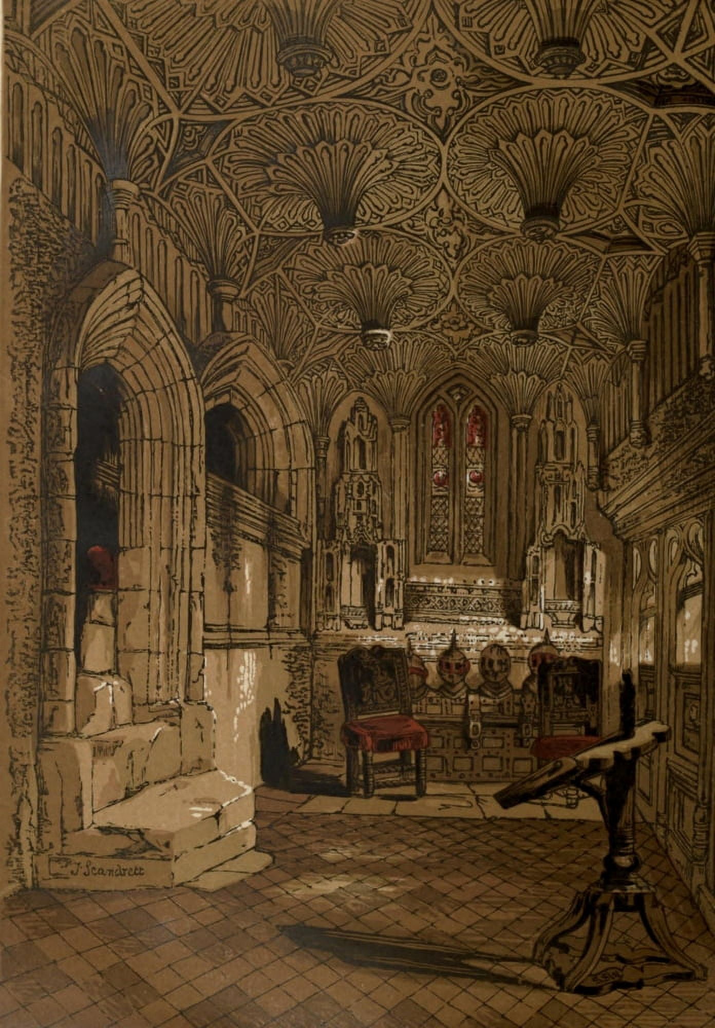 Leighton Bros Old England c1860 Chantry chapel Canvas Art - Leighton Bros (24 x 36)