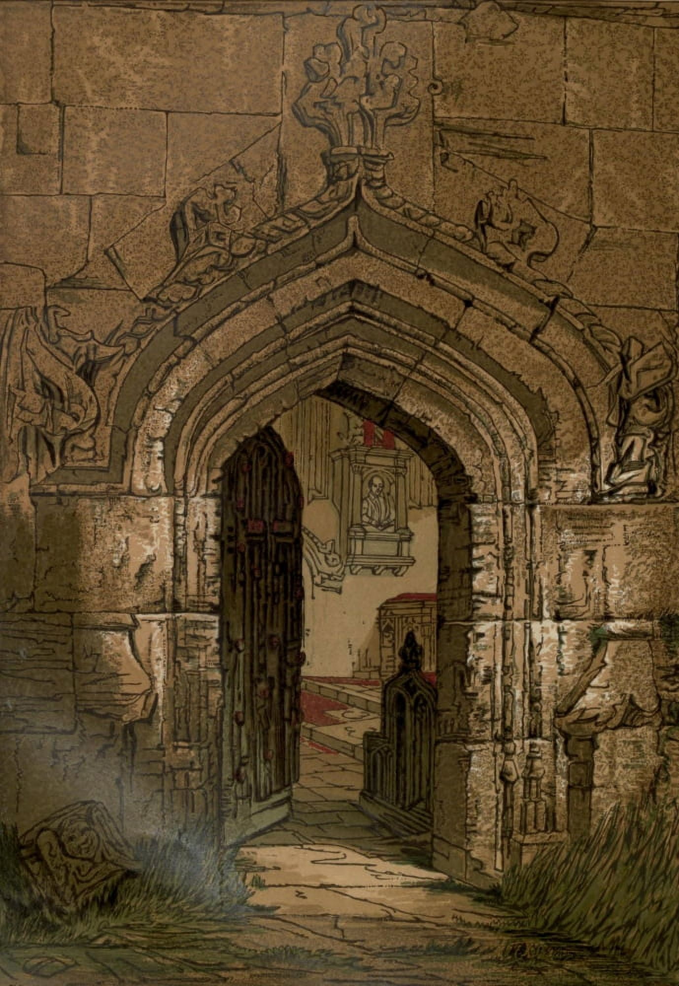 Leighton Bros Old England c1860 Stratford Church Canvas Art - Leighton Bros (18 x 24)