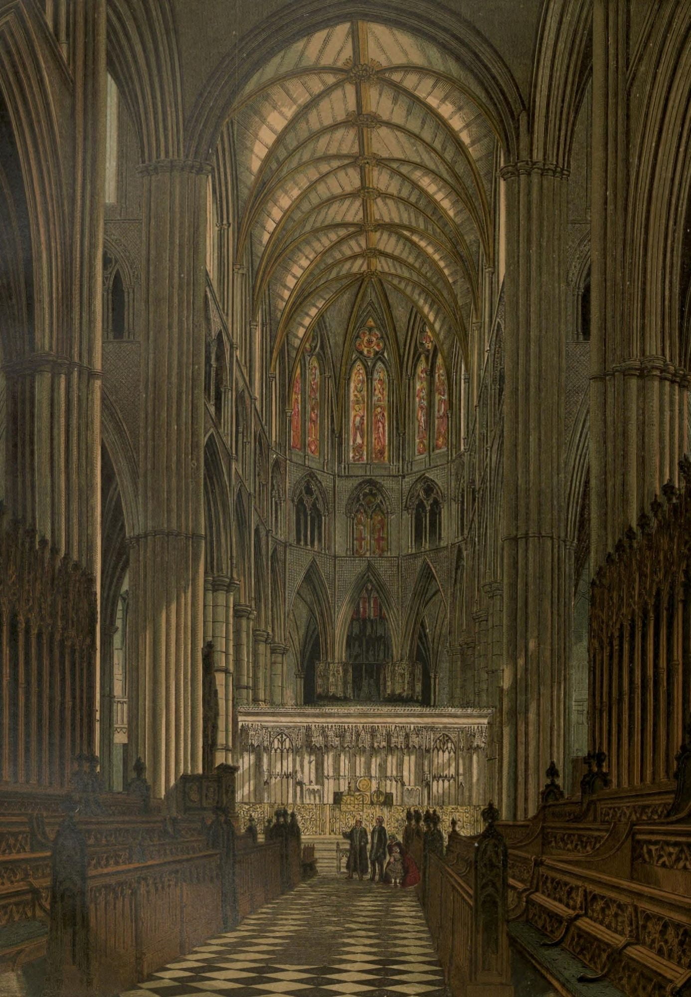 Leighton Bros Old England c1860 Westminster Abbey Choir Canvas Art - Leighton Bros (18 x 24)