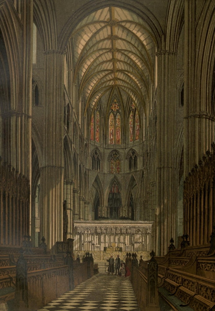 Leighton Bros Old England c1860 Westminster Abbey Choir Canvas Art - Leighton Bros (24 x 36)