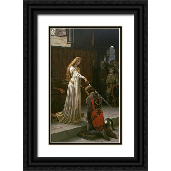 Leighton, Edmund Blair 21x32 Black Ornate Wood Framed with Double Matting Museum Art Print Titled - The Accolade