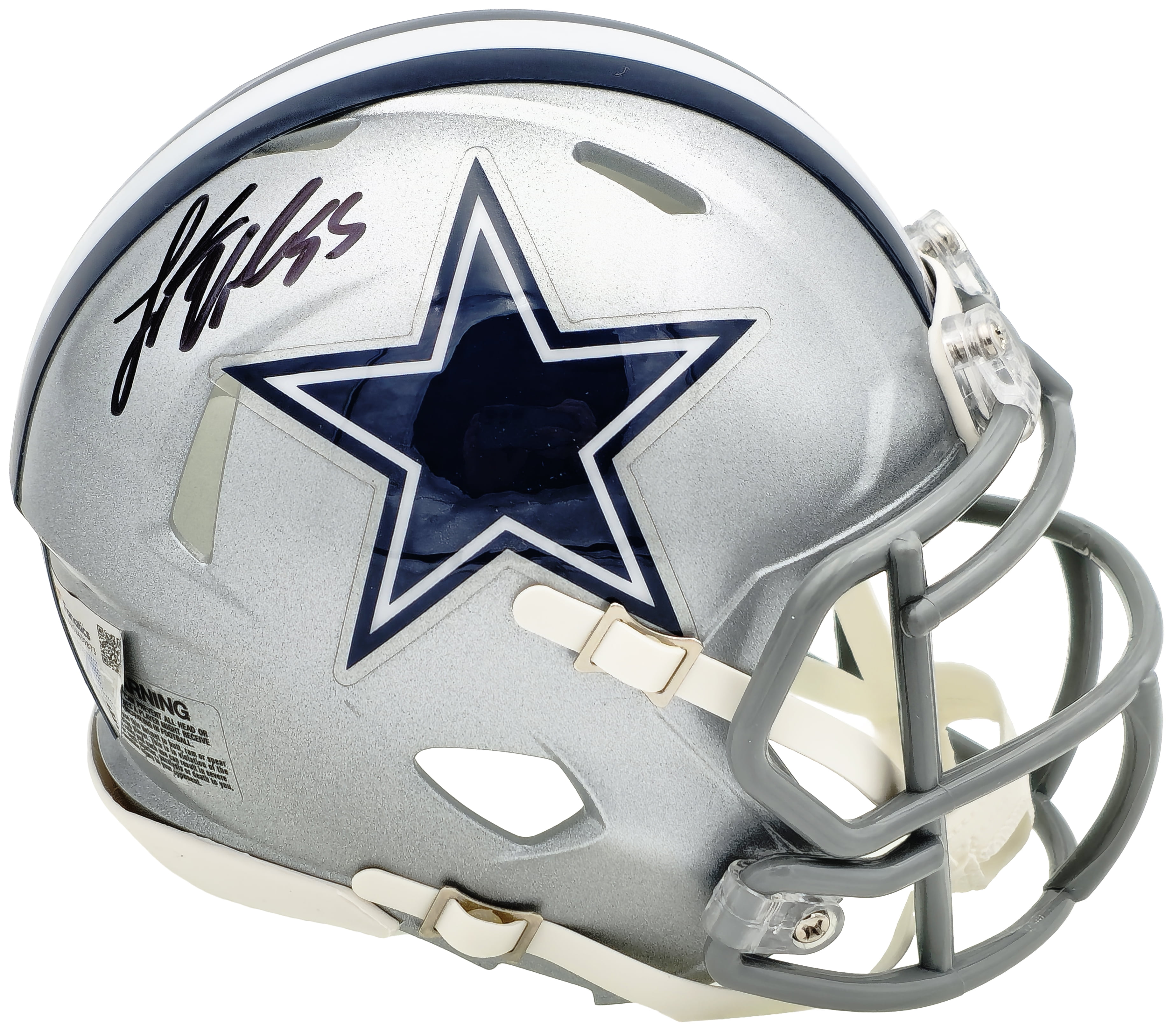 Leighton Vander Esch Autographed Dallas Cowboys Silver Speed Mini Helmet Fanatics Holo 228074